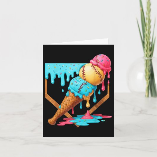 Baseball Ice Cream Dripping Funny Baseball Mannen  Kaart (Voorkant)