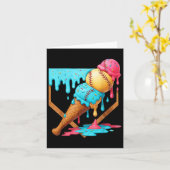 Baseball Ice Cream Dripping Funny Baseball Mannen  Kaart (Gele Bloem)