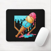 Baseball Ice Cream Dripping Funny Baseball Mannen  Muismat (Met muis)