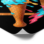 Baseball Ice Cream Dripping Funny Baseball Mannen Poster (Hoek)