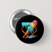 Baseball Ice Cream Dripping Funny Baseball Mannen Ronde Button 5,7 Cm (Voorkant /achterkant)