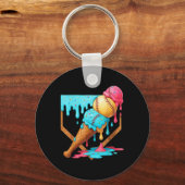 Baseball Ice Cream Dripping Funny Baseball Mannen Sleutelhanger (Voorkant)