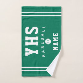 Baseball Icon, Custom Name & School, Team Gift Han Handdoek