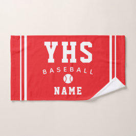 Baseball Icon, Custom Name & School, Team Gift Han Handdoek