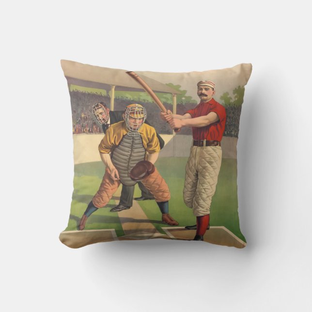  Baseball Illustration Batter and Catcher Buitenkussen (Voorkant)