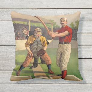  Baseball Illustration Batter and Catcher Buitenkussen