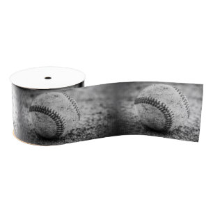 Baseball in Black en White 3-inch GrossGrain Ribbo Grosgrain Lint