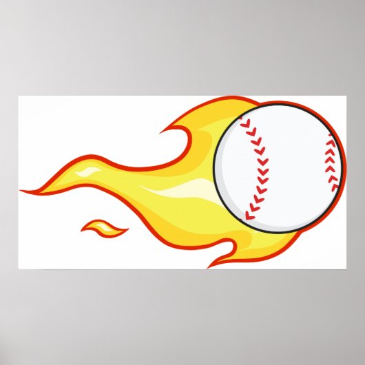 Baseball in brand poster (Voorkant)
