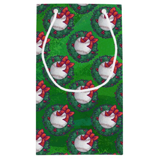 Baseball in het kerstfeest klein cadeauzakje (Achterkant)