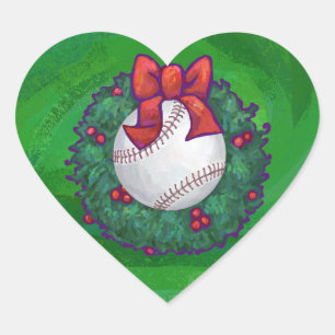 Baseball in kerstmis hart sticker