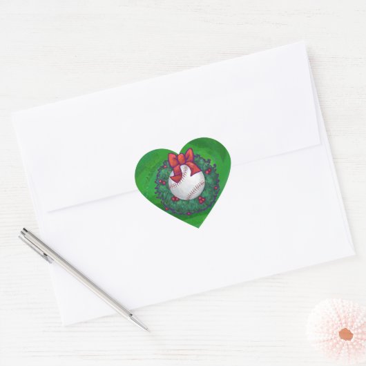 Baseball in kerstmis hart sticker (Envelop)