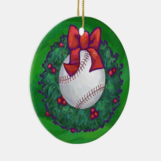 Baseball in kerstmis keramisch ornament (Rechts)