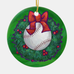 Baseball in kerstmis keramisch ornament