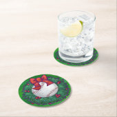 Baseball in kerstmis ronde kartonnen onderzetter (Insitu)