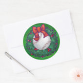 Baseball in kerstmis ronde sticker (Envelop)