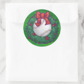 Baseball in kerstmis ronde sticker (Tas)