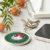 Baseball in kerstmis sleutelhanger (Zijkant)