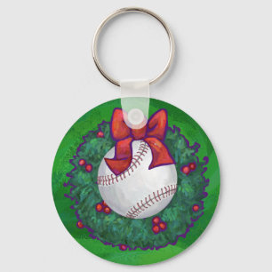 Baseball in kerstmis sleutelhanger