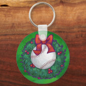 Baseball in kerstmis sleutelhanger (Voorkant)