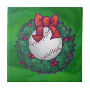 Baseball in kerstmis tegeltje
