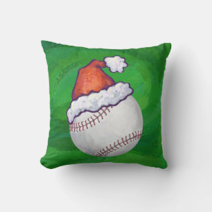 Baseball in Santa Hat op groen Kussen