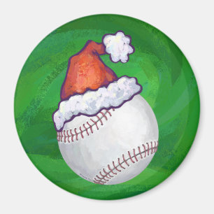 Baseball in Santa Hat op groen Magneet