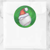 Baseball in Santa Hat op groen Ronde Sticker (Tas)