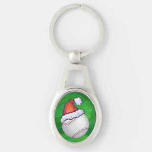Baseball in Santa Hat op groen Sleutelhanger