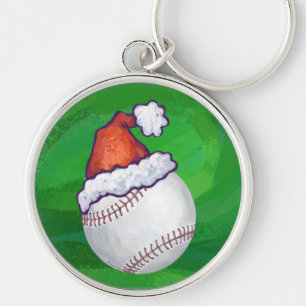 Baseball in Santa Hat op groen Sleutelhanger