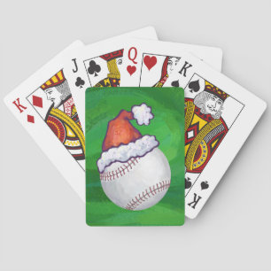 Baseball in Santa Hat op groen Speelkaarten