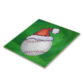 Baseball in Santa Hat op groen Tegeltje (Zijkant)