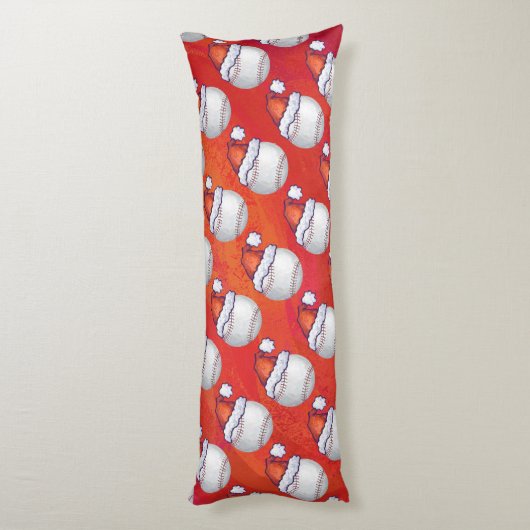 Baseball in Santa Hat Pattern Lichaamskussen (Achterkant (Verticaal))