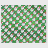 Baseball in Santa Hat Pattern op Green Cadeaupapier (Vlak)
