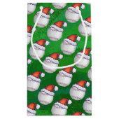 Baseball in Santa Hat Pattern op Green Klein Cadeauzakje (Achterkant)