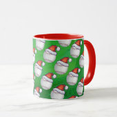 Baseball in Santa Hat Pattern op Green Mok (Voorkant rechts)