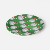 Baseball in Santa Hat Pattern op Green Papieren Bordje (Gekanteld)