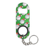 Baseball in Santa Hat Pattern op Green Sleutelhanger Flessenopener (Achterkant)
