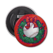 Baseball in Wreath op Red Button Flesopener (Voorkant)