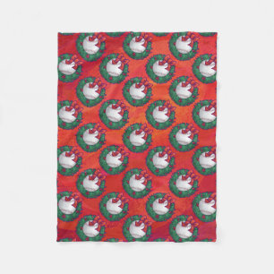 Baseball in Wreath op Red Fleece Deken
