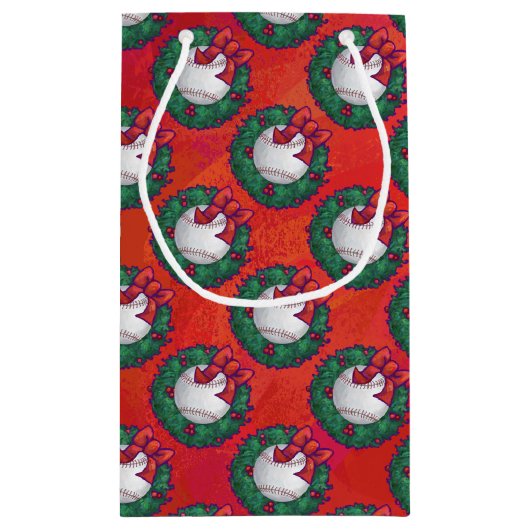 Baseball in Wreath op Red Klein Cadeauzakje (Achterkant)
