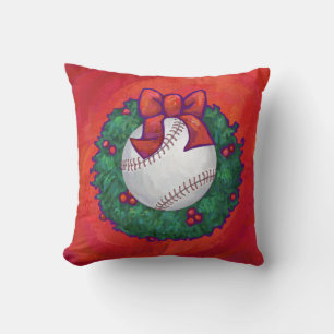 Baseball in Wreath op Red Kussen