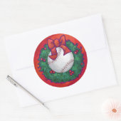 Baseball in Wreath op Red Ronde Sticker (Envelop)