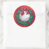 Baseball in Wreath op Red Ronde Sticker (Tas)