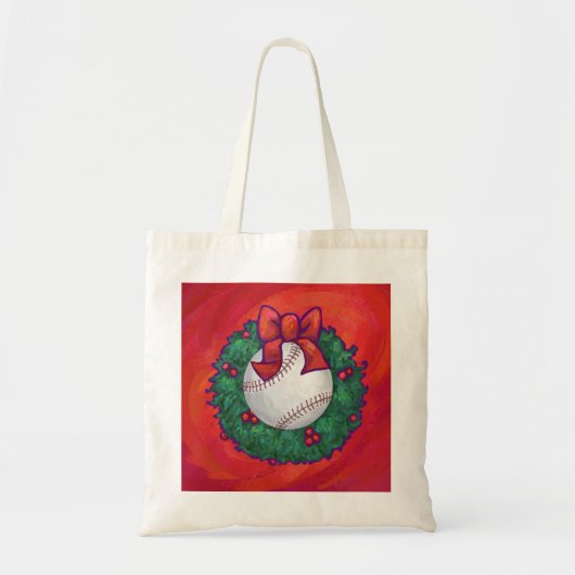 Baseball in Wreath op Red Tote Bag (Voorkant)