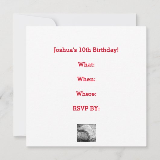 Baseball in zwart-wit kaart (Achterkant)