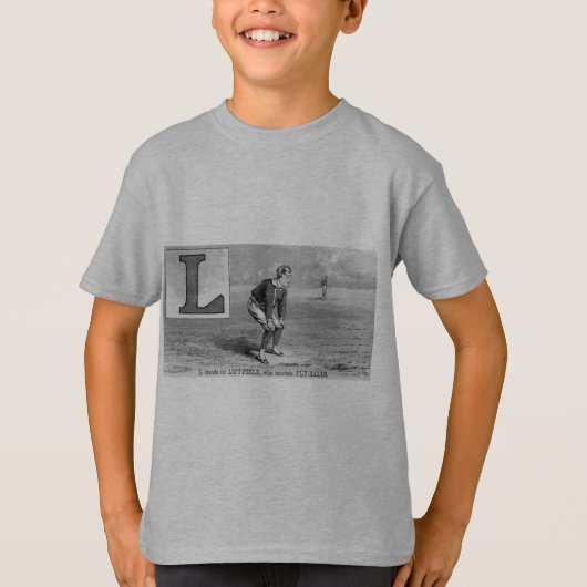 Baseball Initiaal L Sportritme  links veld T-shirt (Voorkant)