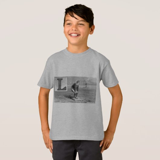 Baseball Initiaal L Sportritme  links veld T-shirt (Voorkant volledig)