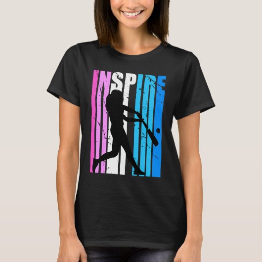 Baseball Inspire Pink Blue Color Inspirational Mot T-shirt (Voorkant)