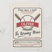Baseball Invitation for Birthday Party Slugger Kaart (Voorkant / Achterkant)