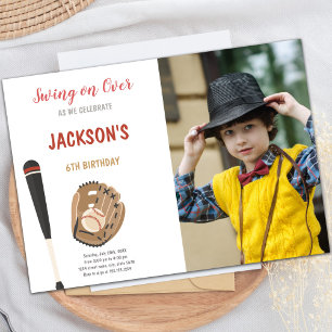 Baseball Invitations Sport Birthday met foto Kaart